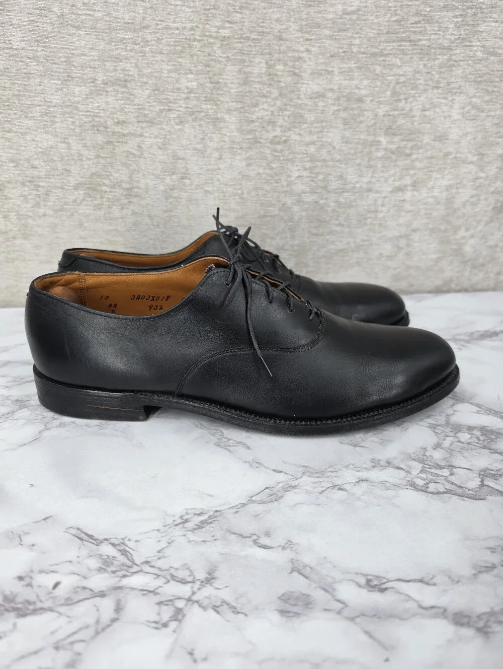 Alden 932 Plain Toe Bal Oxford Black Calf Leather Oxford Dress Shoes - Men